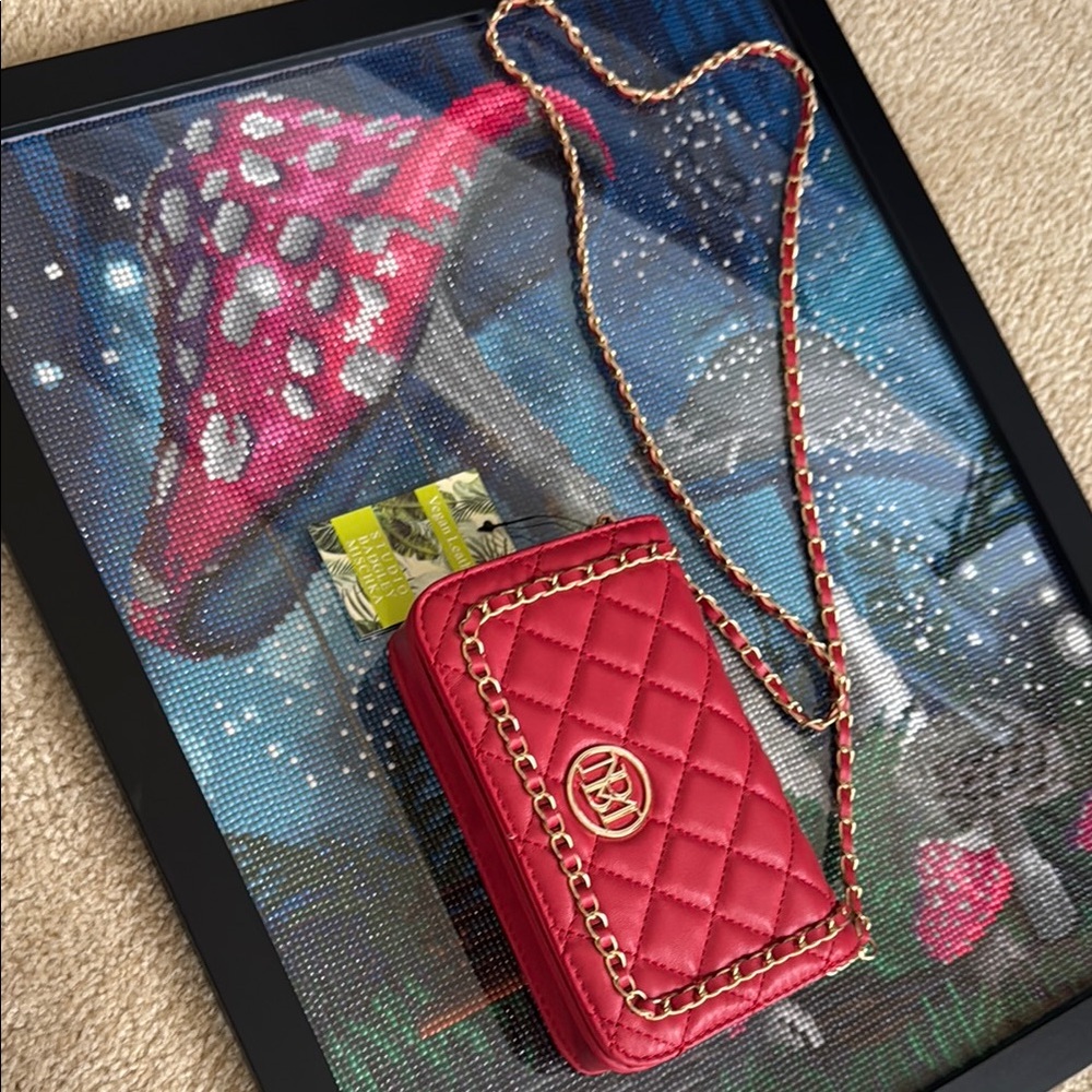 Badgley Mischka Red Quilted Crossbody Bag - Picture 4 of 12